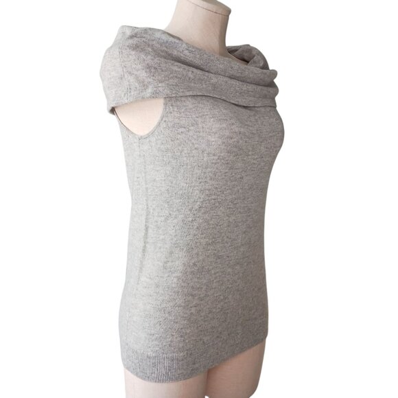 Saks Fifth Avenue Off The Shoulder Cashmere Wool Blend Knit Sweater Gray Sz Sm - Picture 6 of 11